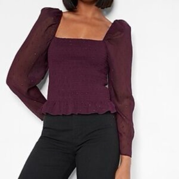 Express | Iridescent Purple Cap Long Sleeve Blouse | Size XS - Picture 6 of 6